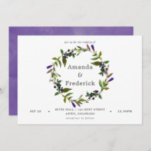 Invitación floral a acuarela Boda ultravioleta