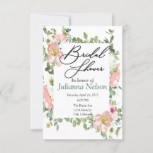 Invitación floral a acuarela rosa bonito