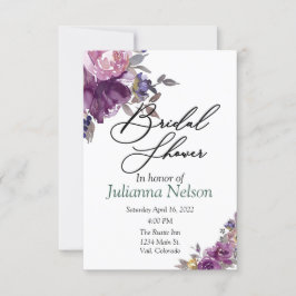 Invitación floral a acuarela violeta
