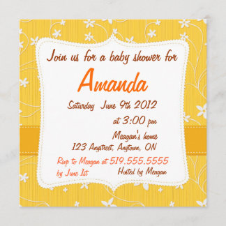 Invitación floral a Baby Shower con flores amarill