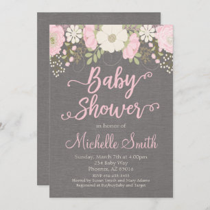 Invitación floral a Baby Shower, invitación a Boho