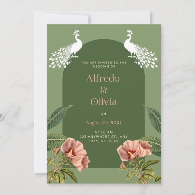 Invitación floral a bodas de Boho (Anverso)