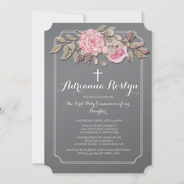 Invitación floral a Chalkboard (Anverso)