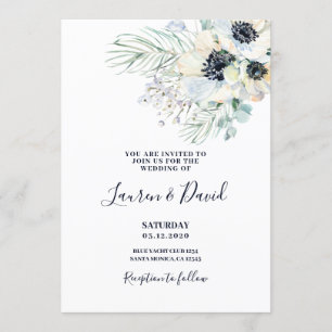 Invitación floral a la acuarela anémona Boda