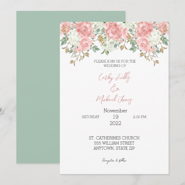 Invitación floral a la boda (Anverso / Reverso)