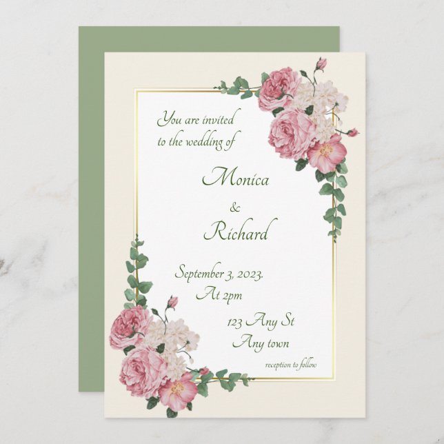 Invitación floral a la boda (Anverso / Reverso)