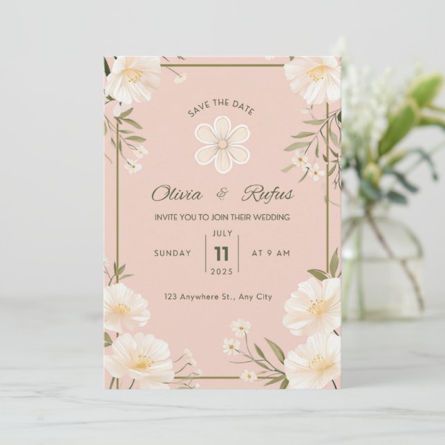 Invitación floral a la boda (Anverso de pie)