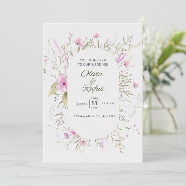 Invitación floral a la boda (Anverso de pie)