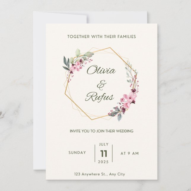 Invitación floral a la boda (Anverso)
