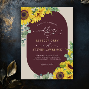 invitación floral a la boda de girasoles de moda