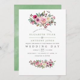 Invitación floral a la boda de invierno