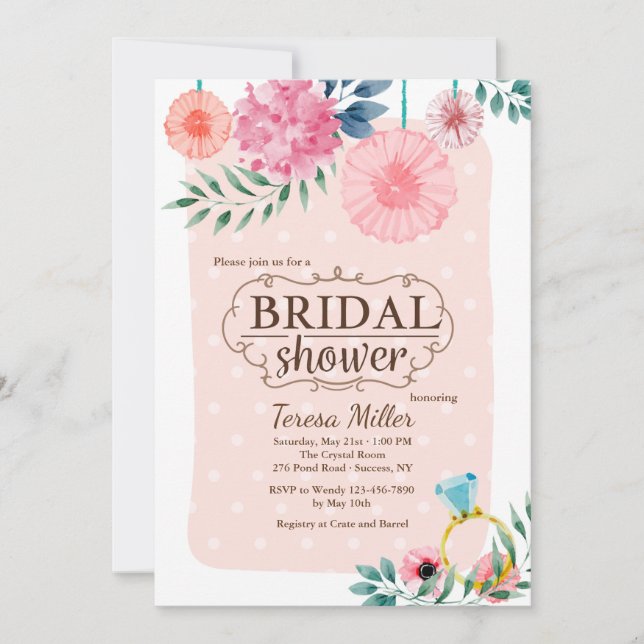 Invitación floral a la ducha nupcial (Anverso)