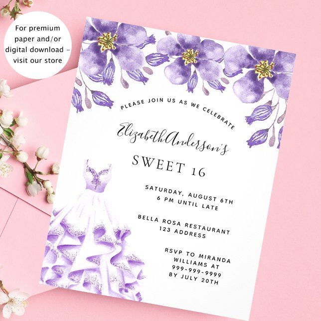 Invitación floral a la vestimenta blanca violeta d (Subido por el creador)