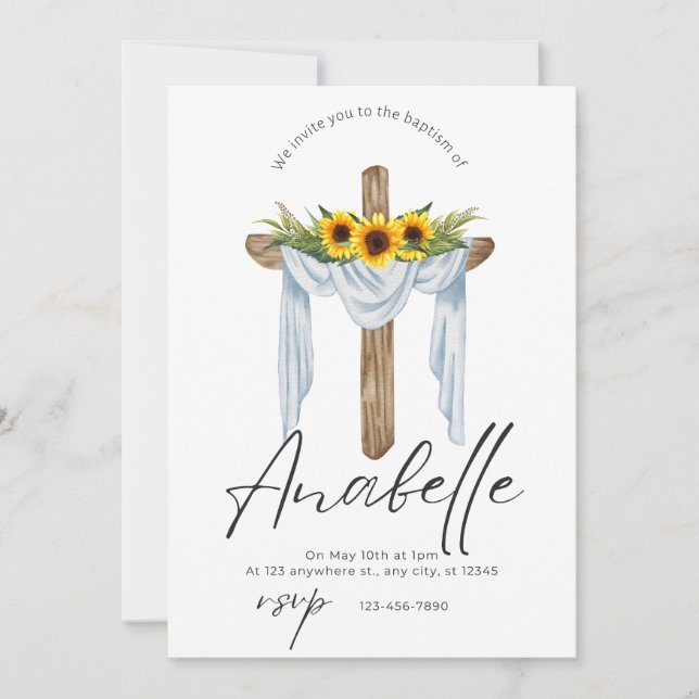 Invitación floral a los girasoles amarillos (Anverso)