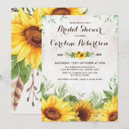 Invitación floral a una ducha de novia con girasol