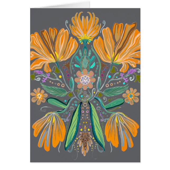 Invitación floral abstracta de Gran Danés (Frente)