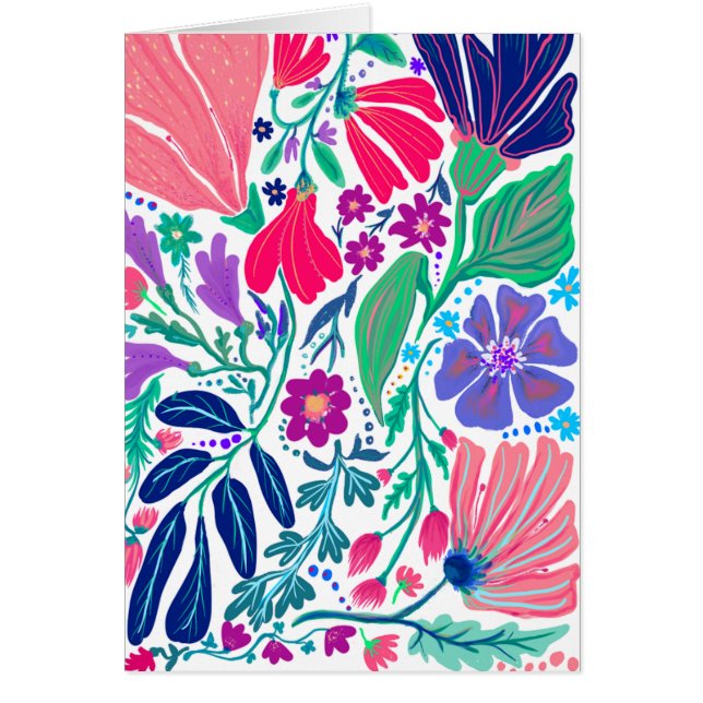Invitación floral abstracta de Gran Danés (Frente)