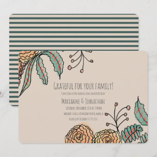 Invitación Floral Acción de Gracias Cena Cena Grfatídica Wrea
