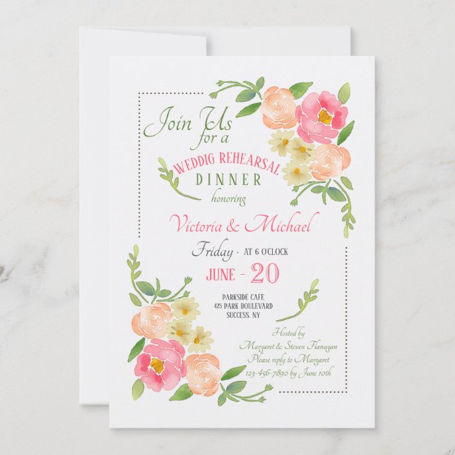 Invitación floral acuarela (Anverso)