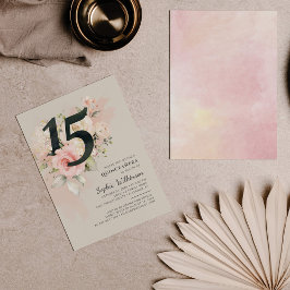 Invitación Floral acuarela 15 cumpleaños guión de quinceañera