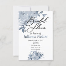 Invitación floral acuarela azul