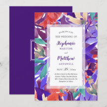 Floral acuarela Boda morado coral