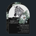 Invitación Floral acuarela Cebra salvaje Treinta y Treinta Añ<br><div class="desc">Floral Floral Wild Zebra Thirty 30th Birthday Invitation presenta una elegante cebra silvestre acuarela con flores acuarelas sobre fondo blanco y negro con la información de su 30º cumpleaños de invitación a continuación. Personalice editando el texto en los cuadros de texto. Diseñado por Evco Studio www.zazzle.com/store/evcostudio</div>