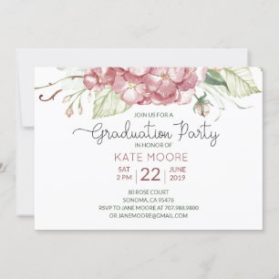 Invitación Floral acuarela de fiesta de graduación
