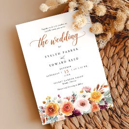 Invitación Floral acuarela de la boda de otoño