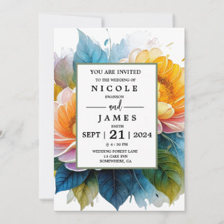 Invitación Floral acuarela de moda