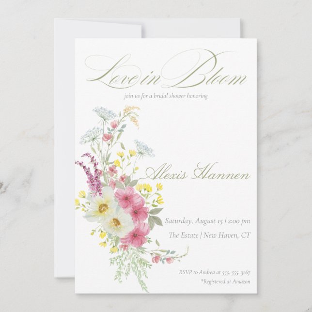 Invitación Floral Acuarela de Primavera  (Anverso)