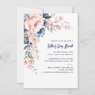 Invitación Floral acuarela Día de la Madre Brunch rosa