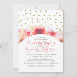 Invitación Floral acuarela Dorado Rubor rosa Vintage Wedding