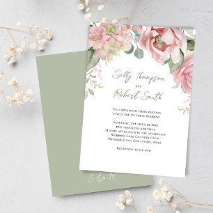 Invitación Floral Acuarela Elegante de Melocotón Boda