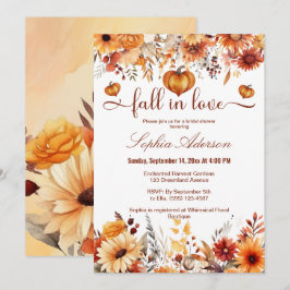 Invitación Floral acuarela en corazón de calabaza de amor
