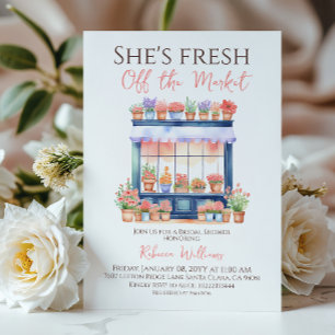 Invitación Floral acuarela fresca fuera del mercado ducha de