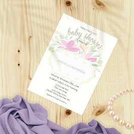 Invitación Floral Acuarela Género Neutral Bohemio