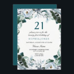 Invitación Floral acuarela Jade Green Invite de cumpleaños 21<br><div class="desc">acuarela de color verde jade Floral 21er cumpleaños Invite a la colección de coincidencias en Nest y Nest store. diseño floral botánico de acuarela pintado con elegancia.</div>