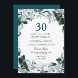 Invitación Floral acuarela Jade Green Invite de cumpleaños 30<br><div class="desc">acuarela de color verde jade Floral 30 cumpleaños Invite a la colección de coincidencias en Niche y Nest store. Elegante diseño floral botánico de acuarela pintada.</div>