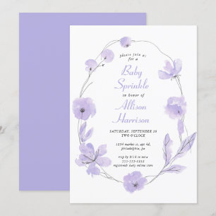 Invitación Floral acuarela Lavanda Bebé Espolvorear