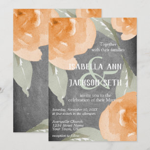 Invitación Floral acuarela naranja y cartón