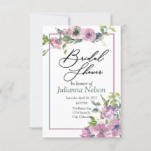 Invitación floral acuarela púrpura