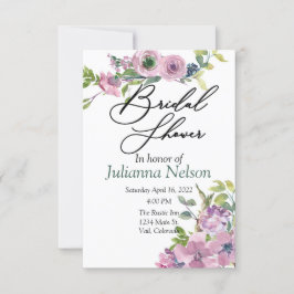 Invitación floral acuarela púrpura