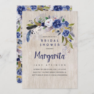 Invitación Floral acuarela rábano ducha de novia