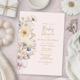 Invitación Floral acuarela rosa Baby Shower
