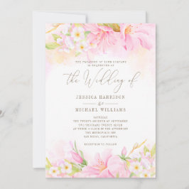 Invitación Floral acuarela Rubor Ombre Rosa Boho Botánico
