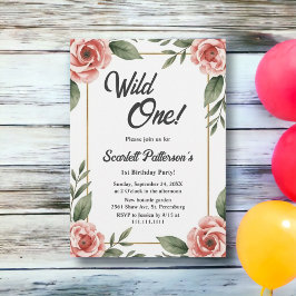 Invitación Floral acuarela Rústica Boho salvaje un cumpleaños