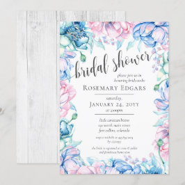 Invitación Floral acuarela Rústica granja Bridal Shower