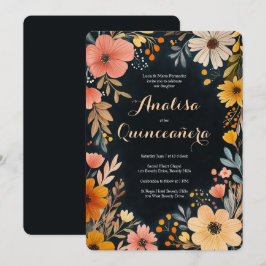 Invitación Floral acuarela sobre PERSONALIZADO de Quinceañera