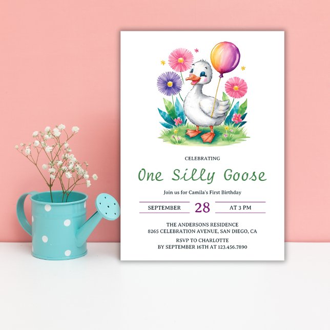 Invitación Floral acuarela Un primer cumpleaños tonto (Subido por el creador)